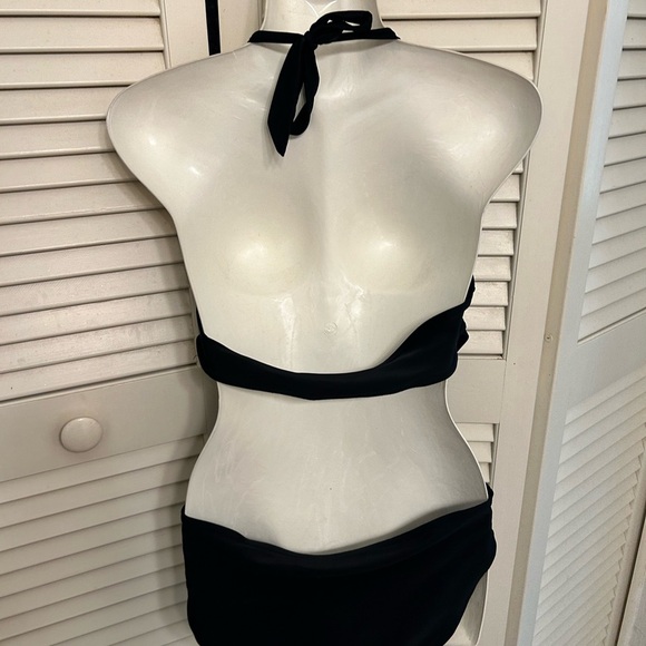 Black One-Piece Swimsuit with Silver Ring Accents - Picture 2 of 2